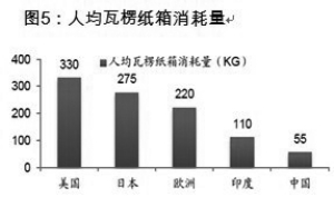 图5：人均瓦楞纸箱消耗量